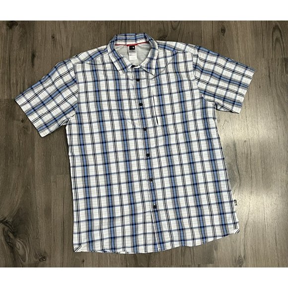 The North Face Button Down Short Sleeve Plaid Shirt Large Vented - Picture 1 of 9